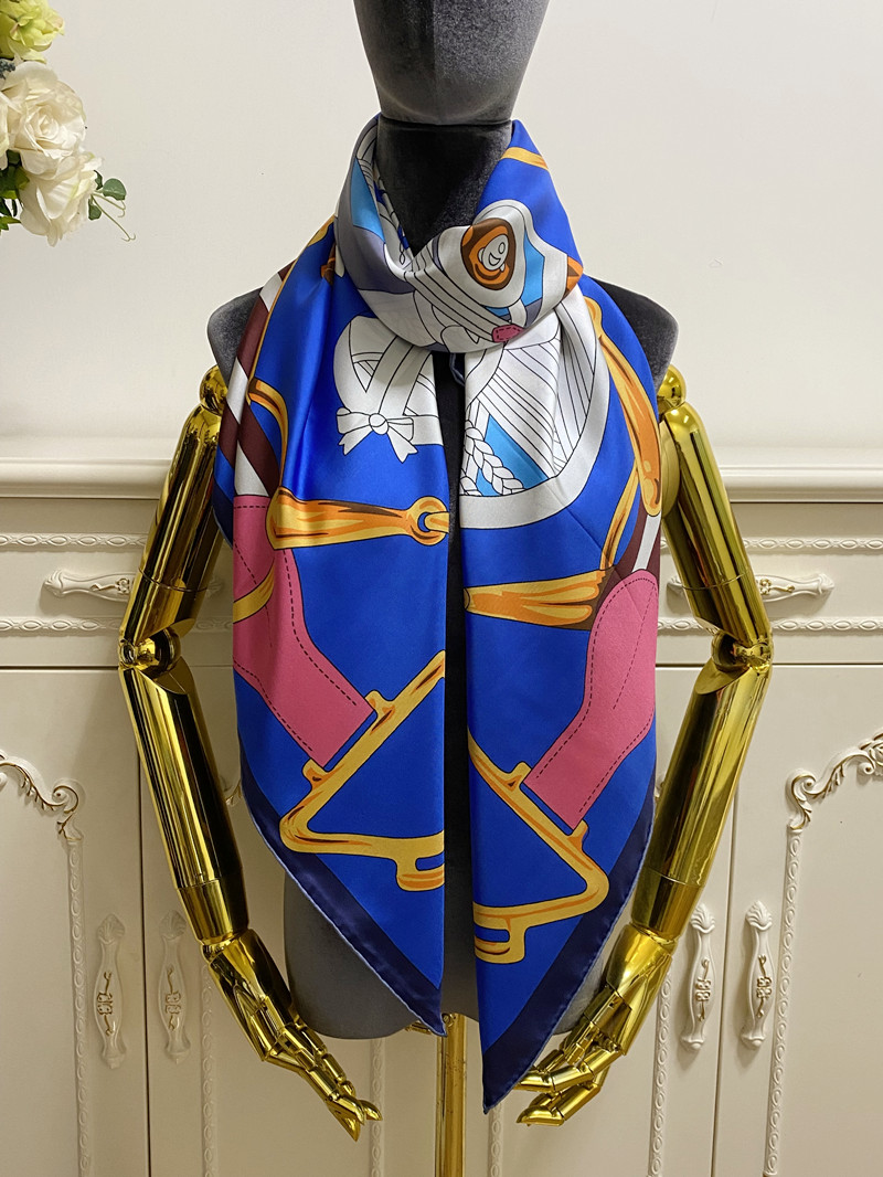 women's square scarf scarves shawl 100% twill silk material blue color pint horse head pattern size 130cm - 130cm
women's square scarf scarves shawl 100% twill silk material blue color pint horse head pattern size 130cm - 130cm
