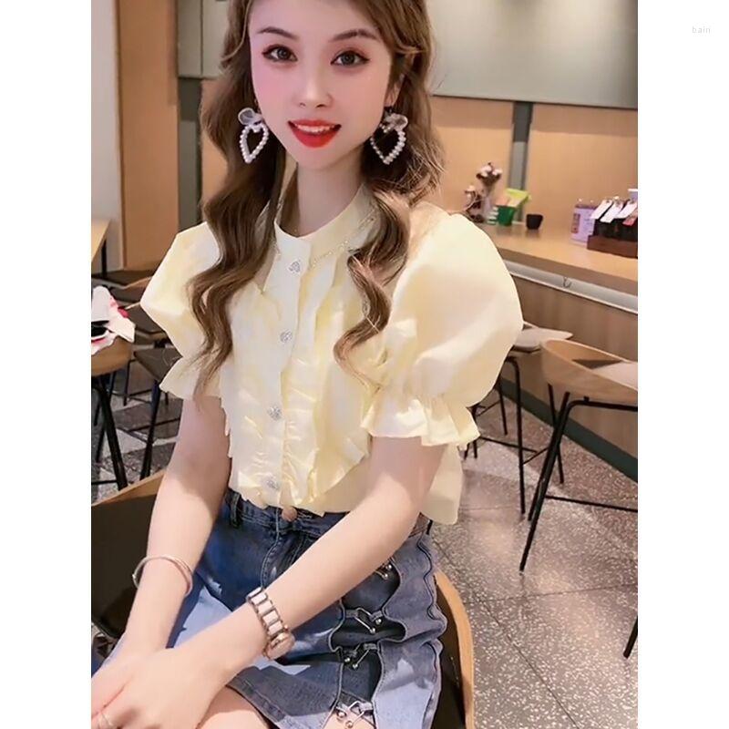 Women's Blouses Short Sleeve Ruffle Shirt Women's 2023 Summer Top Vintage Clothes For Women Tops Shirts, Yellow
Women's Blouses Short Sleeve Ruffle Shirt Women's 2023 Summer Top Vintage Clothes For Women Tops Shirts, Yellow