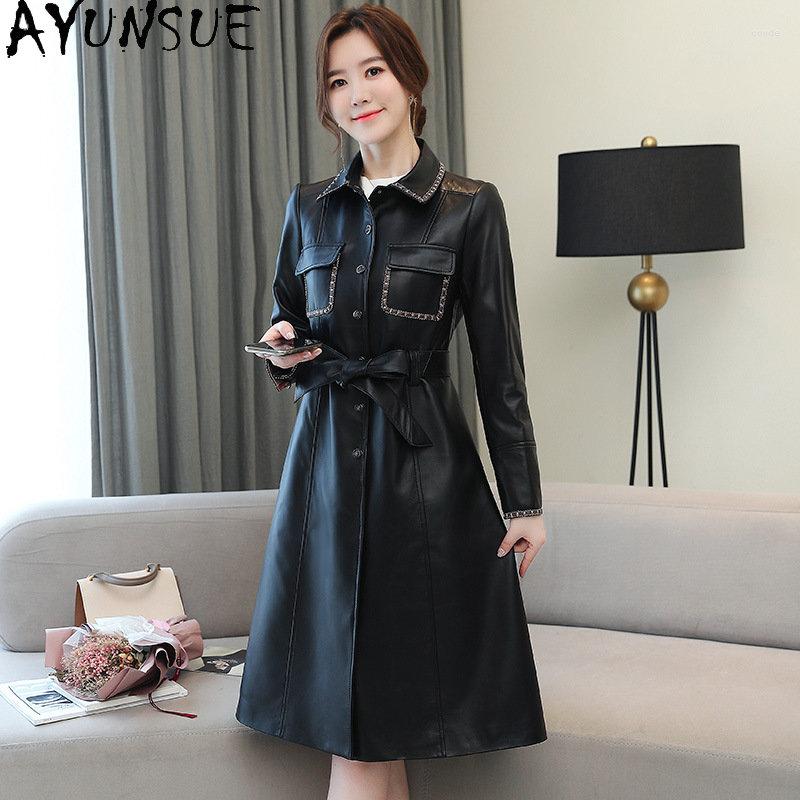 Women's Leather AYUNSUE Genuine Jacket Women Elegant Real Sheepskin Coats Fashion Trench Coat For Long Jackets Jaqueta, Black
Women's Leather AYUNSUE Genuine Jacket Women Elegant Real Sheepskin Coats Fashion Trench Coat For Long Jackets Jaqueta, Black