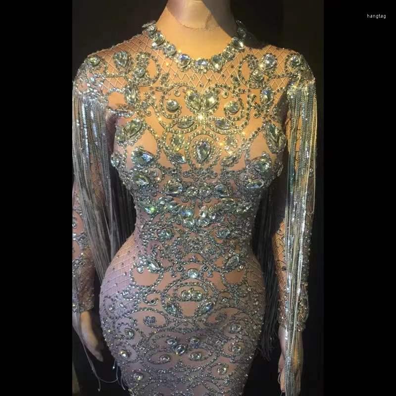 Stage Wear Birthday Celebrate Costume Fringes Dress Women Sparkly Crystals Long Evening Party Stretch Rhinestones Dresses, Picture shown
Stage Wear Birthday Celebrate Costume Fringes Dress Women Sparkly Crystals Long Evening Party Stretch Rhinestones Dresses, Picture shown