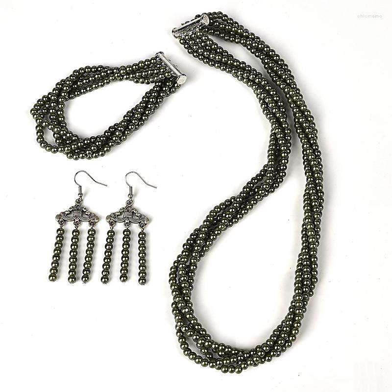 Necklace Earrings Set Dark Green Imitation Pearls 4mm Making Design Fashion 20inch Bracelet 7.5inch And For Dance Party H170, Picture shown
Necklace Earrings Set Dark Green Imitation Pearls 4mm Making Design Fashion 20inch Bracelet 7.5inch And For Dance Party H170, Picture shown
