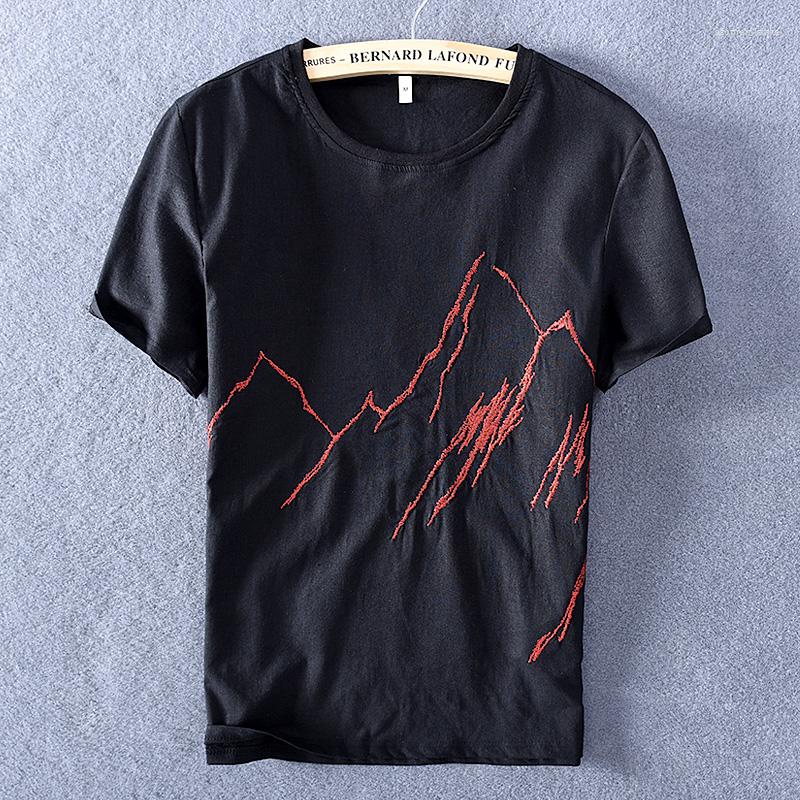 Men's T Shirts Embroidered Short Sleeve Summer Men Linen Shirt Brand Fashion T-shirt For Casual O-neck Breathable Camisa, Black
Men's T Shirts Embroidered Short Sleeve Summer Men Linen Shirt Brand Fashion T-shirt For Casual O-neck Breathable Camisa, Black