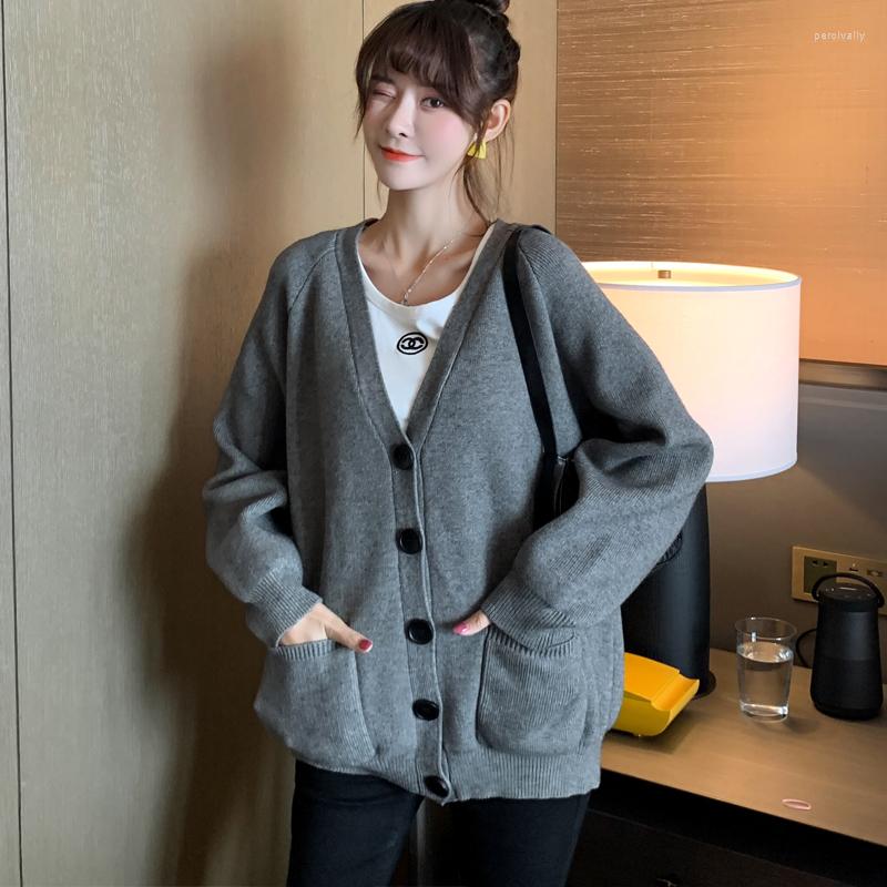 Women's Knits 2023 Women Autum Winter V Neck Casual Gray Sweater Coat Oversized Single Breasted Knitted Cardigan Outwear Pockets
Women's Knits 2023 Women Autum Winter V Neck Casual Gray Sweater Coat Oversized Single Breasted Knitted Cardigan Outwear Pockets