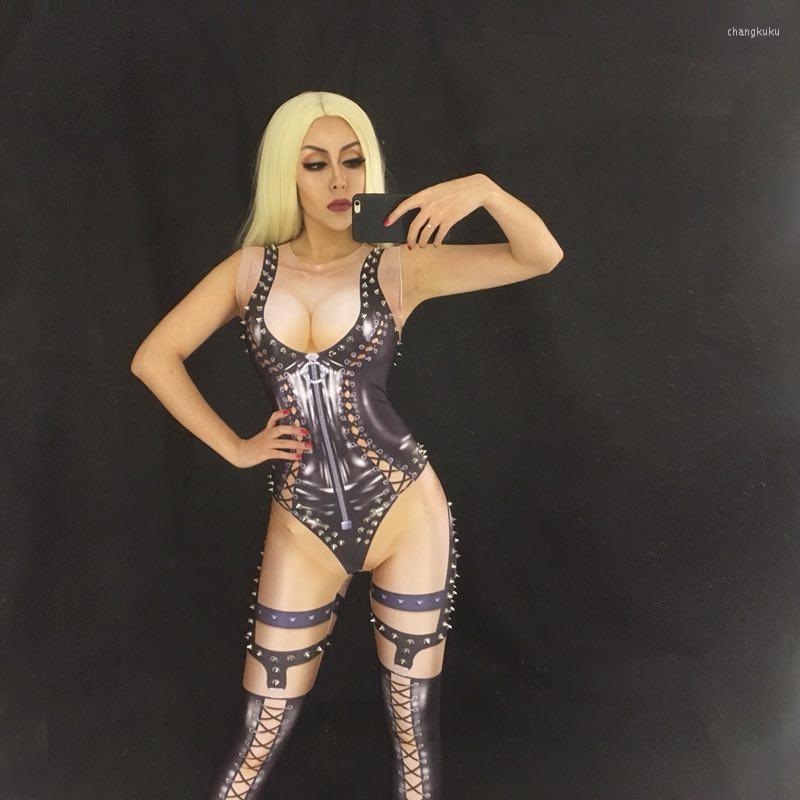 Stage Wear Sexy Women's Rivets Bodysuit Nude Black Rompers One Piece Costume Performance Singer Pole Dancing Jumpsuit
Stage Wear Sexy Women's Rivets Bodysuit Nude Black Rompers One Piece Costume Performance Singer Pole Dancing Jumpsuit