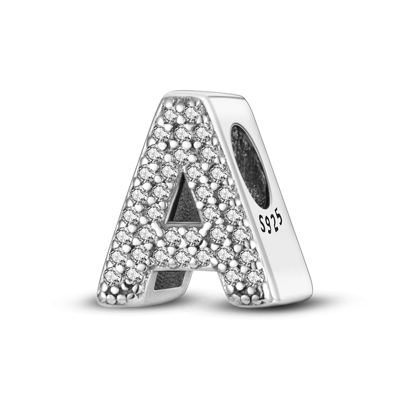 New Popular 925 Sterling Silver Full Dia Letters Handmade Diy Hand Painted Letters Jewelry Womens Fashion Accessories