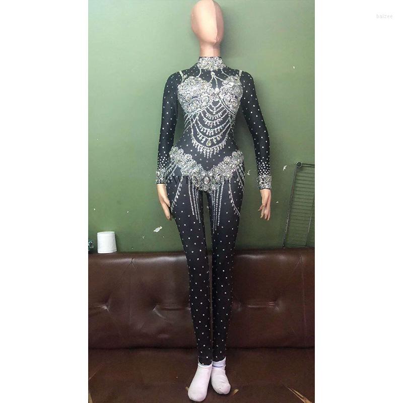Stage Wear Black Sparkly Crystals Jumpsuit Stretch Big Outfit Celebrate Bright Rhinestones Bodysuit Singer Dance Costume, Picture shown
Stage Wear Black Sparkly Crystals Jumpsuit Stretch Big Outfit Celebrate Bright Rhinestones Bodysuit Singer Dance Costume, Picture shown