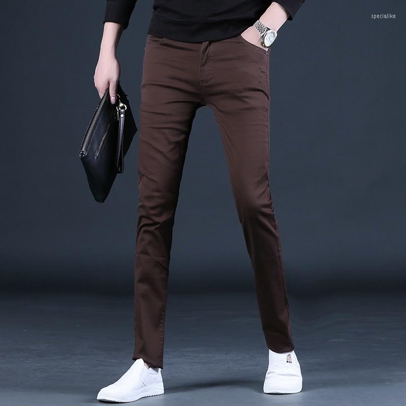 Men's Pants Coffee Casual Autumn Men Korean Style Slim Fit Straight Trousers