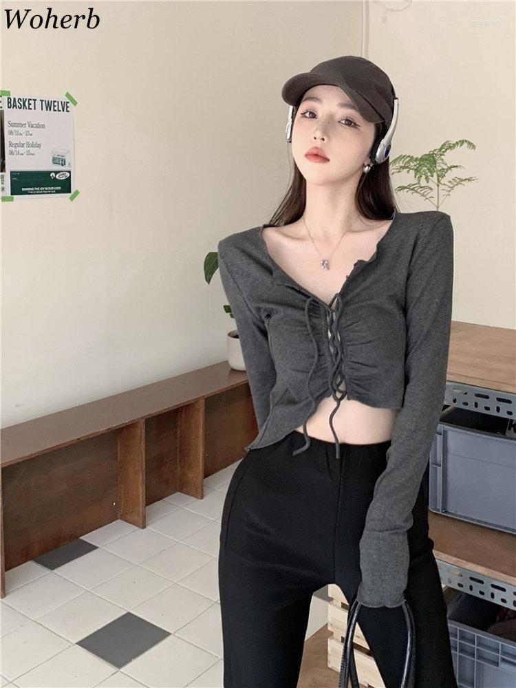 Women's T Shirts Woherb Aesthetic Long Sleeve T-shirts Women V Neck Chic Bandage Slim Y2k Sexy Tops 2023 Solid Dissymmetry Female Design, Gray
Women's T Shirts Woherb Aesthetic Long Sleeve T-shirts Women V Neck Chic Bandage Slim Y2k Sexy Tops 2023 Solid Dissymmetry Female Design, Gray