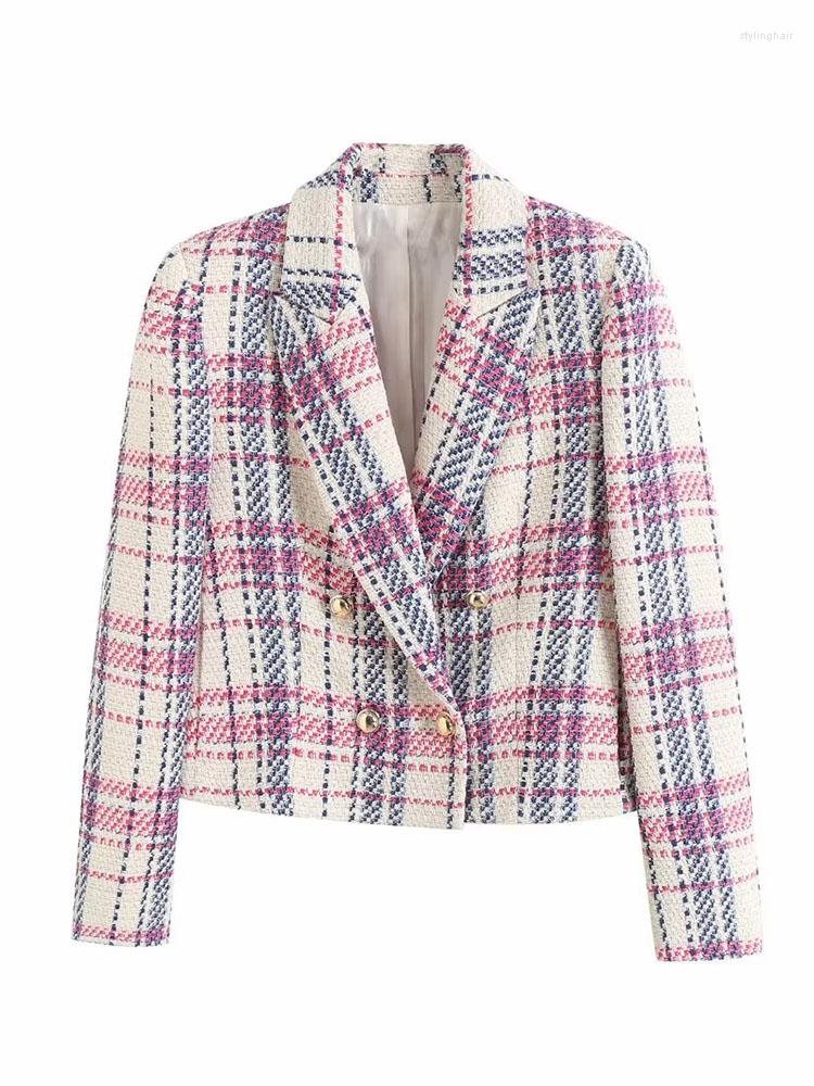 Women's Suits Jacket 2023 Fashion Double Breasted Cropped Tweed Blazer Coat Vintage Long Sleeve Pockets Female Outerwear Chic, Multi
Women's Suits Jacket 2023 Fashion Double Breasted Cropped Tweed Blazer Coat Vintage Long Sleeve Pockets Female Outerwear Chic, Multi