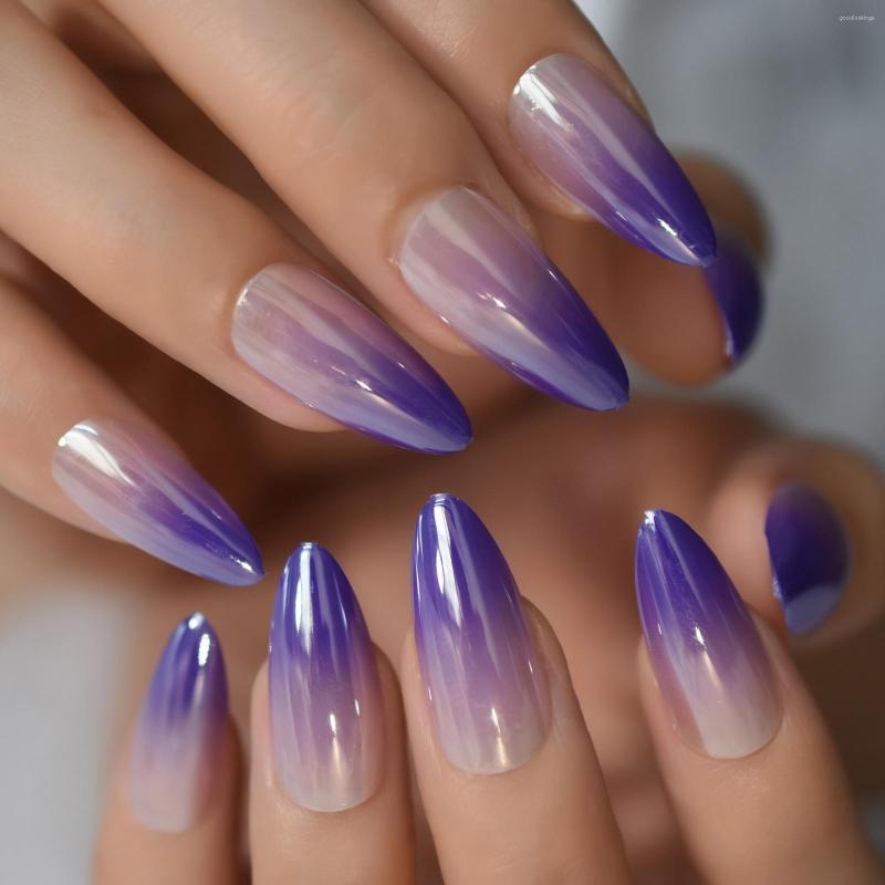 False Nails 24pcs Purple Nude Ombre Press On Medium Almond Chrome Fake Set Gradient Full Cover French Nail Art Tips, L5971
False Nails 24pcs Purple Nude Ombre Press On Medium Almond Chrome Fake Set Gradient Full Cover French Nail Art Tips, L5971