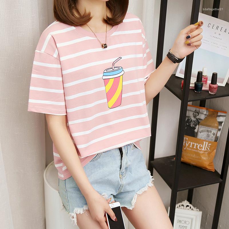 Women's T Shirts 2023 Korean Casual Short Sleeve Women T-shirts Stripe Tee Shirt Cute Printed Tops O-Neck Students Loose, Black
Women's T Shirts 2023 Korean Casual Short Sleeve Women T-shirts Stripe Tee Shirt Cute Printed Tops O-Neck Students Loose, Black