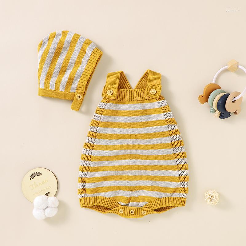 Rompers Born Baby Bodysuits Cotton Knitted Infant Boy Girl Jumpsuit Outfits Fashion Striped Toddler Clothing Hat 2PC Sleeveless Sling, Hd82w967
Rompers Born Baby Bodysuits Cotton Knitted Infant Boy Girl Jumpsuit Outfits Fashion Striped Toddler Clothing Hat 2PC Sleeveless Sling, Hd82w967