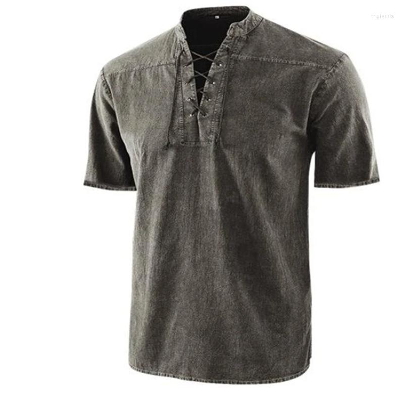 Men' T Shirts T-Shirts Men V Neck Lace-Up Short Sleeve Knight Medieval Viking Pirate Tee Daily Wear Solid Retro Casual Tops Tees, Gray
Men' T Shirts T-Shirts Men V Neck Lace-Up Short Sleeve Knight Medieval Viking Pirate Tee Daily Wear Solid Retro Casual Tops Tees, Gray
