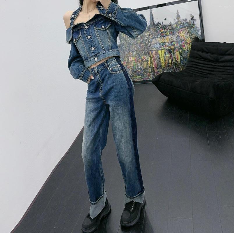Women' Two Piece Pants 2023 Spring Luxury Women Halter Denim Jacket Coat Female Chic Straight Jeans Suits Sets Ddxgz2 2.04, The jeans only
Women' Two Piece Pants 2023 Spring Luxury Women Halter Denim Jacket Coat Female Chic Straight Jeans Suits Sets Ddxgz2 2.04, The jeans only