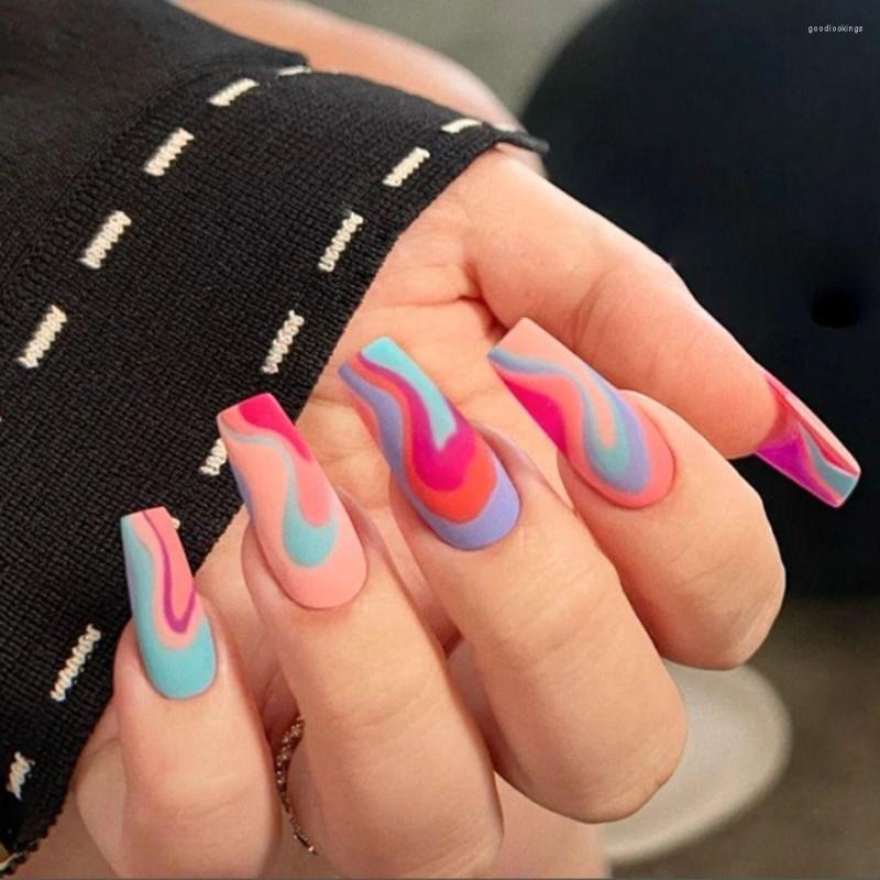 False Nails 24pcs Detachable Spider Full Cover Halloween Colorful Wavy Long Ballerina Fake French, Lf484
False Nails 24pcs Detachable Spider Full Cover Halloween Colorful Wavy Long Ballerina Fake French, Lf484