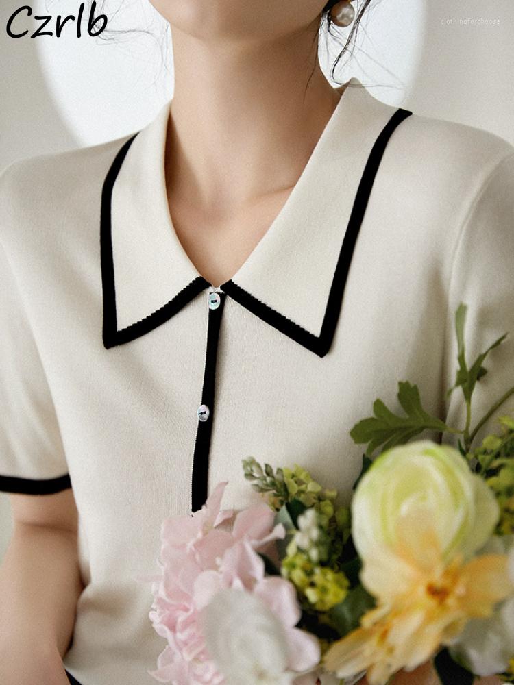 Women's T Shirts Black-white Panelled Short Sleeve T-shirts Women Elegant Lady Simple Knitted Summer All-match Soft Slim Temperament
Women's T Shirts Black-white Panelled Short Sleeve T-shirts Women Elegant Lady Simple Knitted Summer All-match Soft Slim Temperament