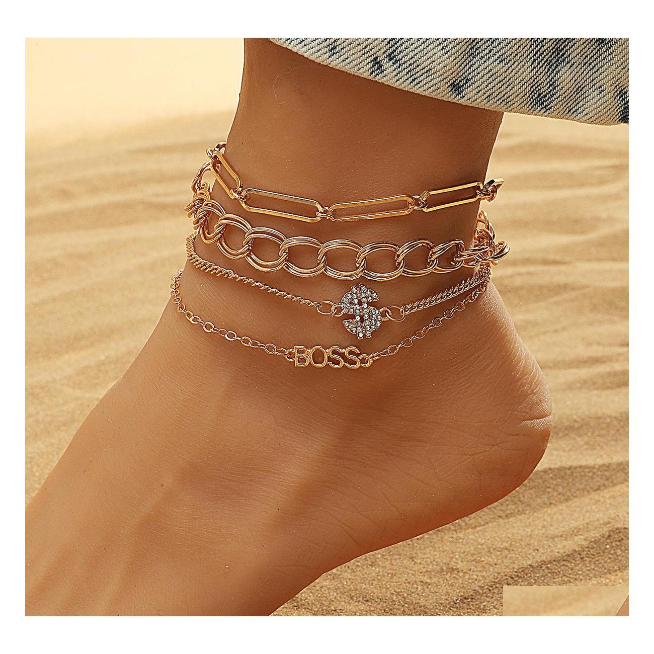 Anklets Fashion Simple Geometric Beach Anklet Bracelet Female Personality Metal Chain 4 Combination Chains Drop Delivery Jewelry Dhhvr
Anklets Fashion Simple Geometric Beach Anklet Bracelet Female Personality Metal Chain 4 Combination Chains Drop Delivery Jewelry Dhhvr