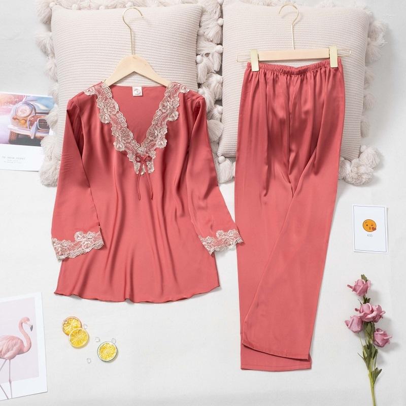 Women's Sleepwear Spring Summer Pajamas Set Sexy Lace Sleep Women Satin 2PCS Silky V-neck Pyjamas Suit Casual Home Clothing, Dark pink
Women's Sleepwear Spring Summer Pajamas Set Sexy Lace Sleep Women Satin 2PCS Silky V-neck Pyjamas Suit Casual Home Clothing, Dark pink