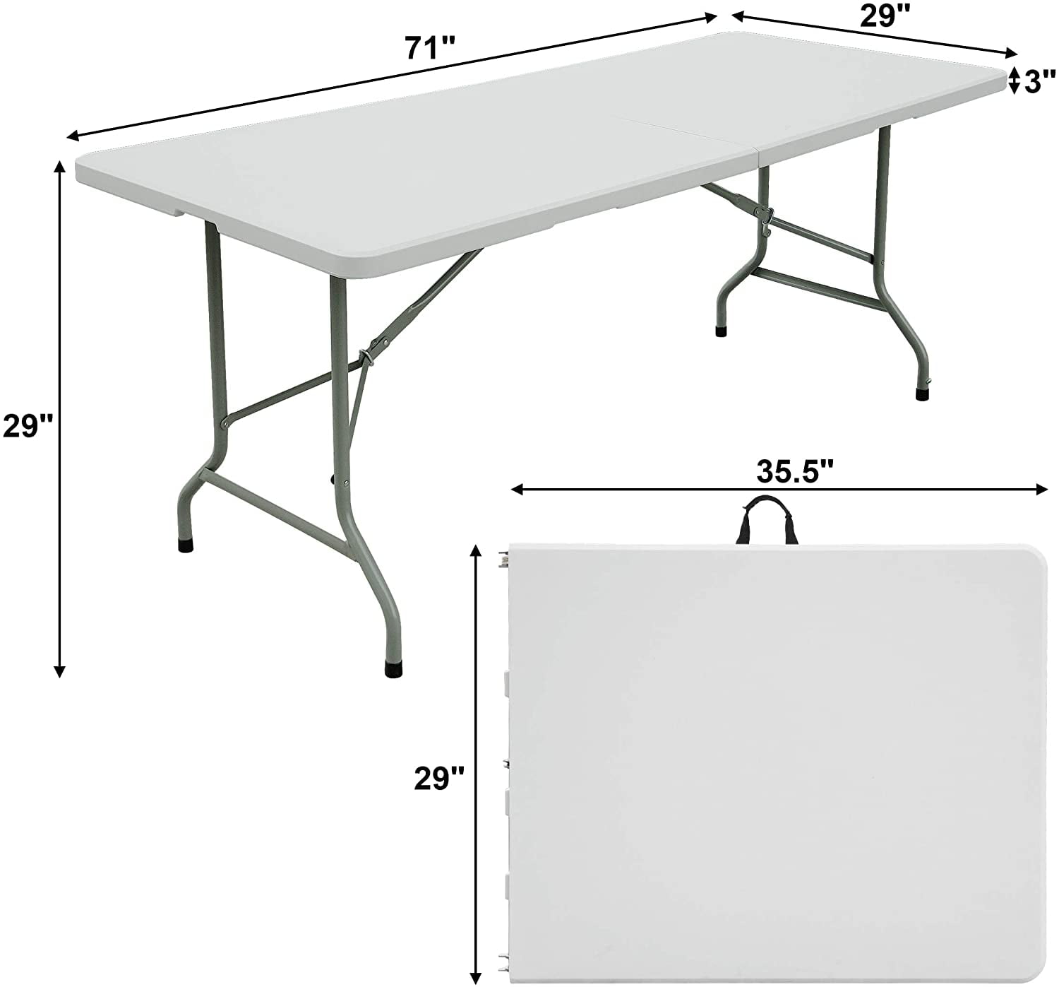 6ft Portable Plastic Folding Table White