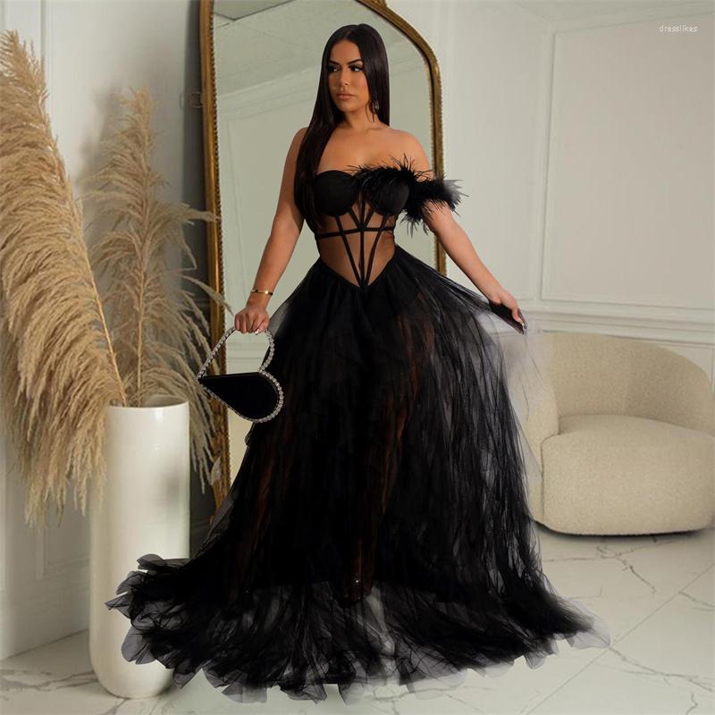 Casual Dresses Cascading Ruffles Sheer Mesh Maxi Evening Party Dress Women Feathers Strapless Off Shoulder Flare Birthday Outfits Club, Black
Casual Dresses Cascading Ruffles Sheer Mesh Maxi Evening Party Dress Women Feathers Strapless Off Shoulder Flare Birthday Outfits Club, Black