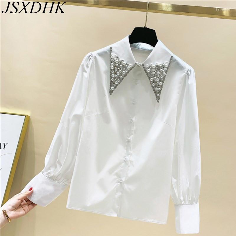 Women' Blouses 2023 Autumn Pearls Diamonds Collar White Shirt Tops High Quality Women Long Sleeve Beading Office OL Fashion Ladies
Women' Blouses 2023 Autumn Pearls Diamonds Collar White Shirt Tops High Quality Women Long Sleeve Beading Office OL Fashion Ladies