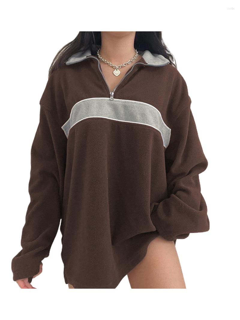 Women' T Shirts Women Fashion Wild Sweatshirts Patchwork Turn-Down Collar Long Sleeve Zipper-Up Loose Pullovers Autumn Winter Casual Tops, Dark brown
Women' T Shirts Women Fashion Wild Sweatshirts Patchwork Turn-Down Collar Long Sleeve Zipper-Up Loose Pullovers Autumn Winter Casual Tops, Dark brown