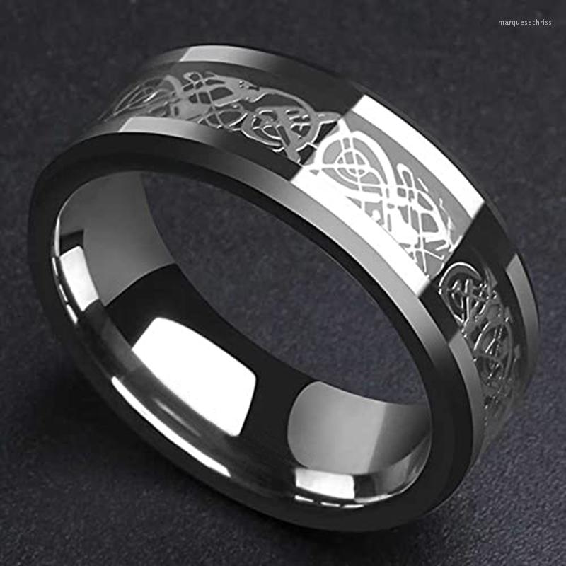 Wedding Rings Vintage Silver Color Men Stainless Steel Dragon Inlay Black Carbon Fiber Viking Celtic Knot For Jewelry
Wedding Rings Vintage Silver Color Men Stainless Steel Dragon Inlay Black Carbon Fiber Viking Celtic Knot For Jewelry