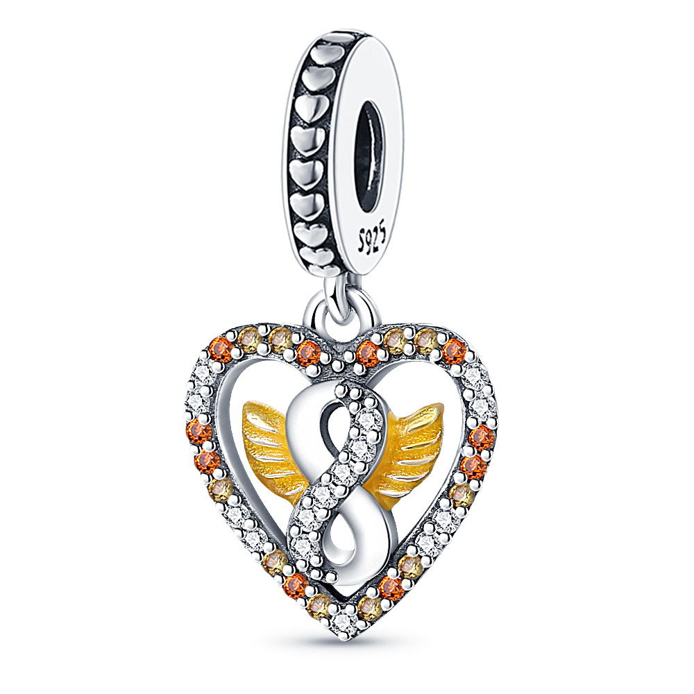 New Popular 925 Sterling Silver Heart -Shaped Lucky Symbol Suspension Simple High -End Jewelry Accessories Wholesale Bracelet