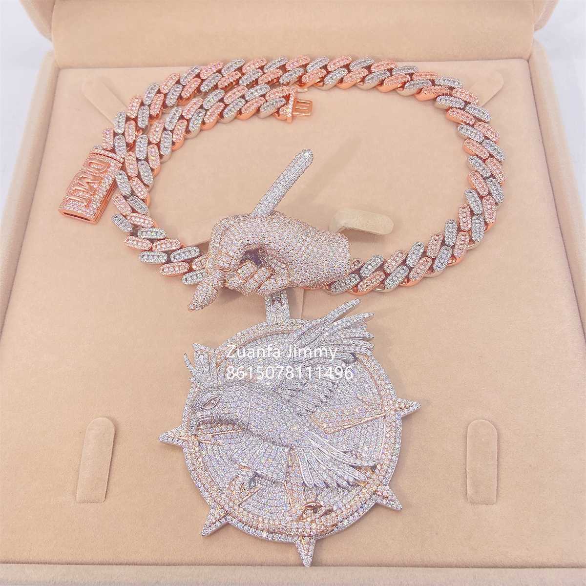 Customized Pendant Iced Out Vvs Moissanite Miami Cuban Link Chain Men Necklace Hip Hop