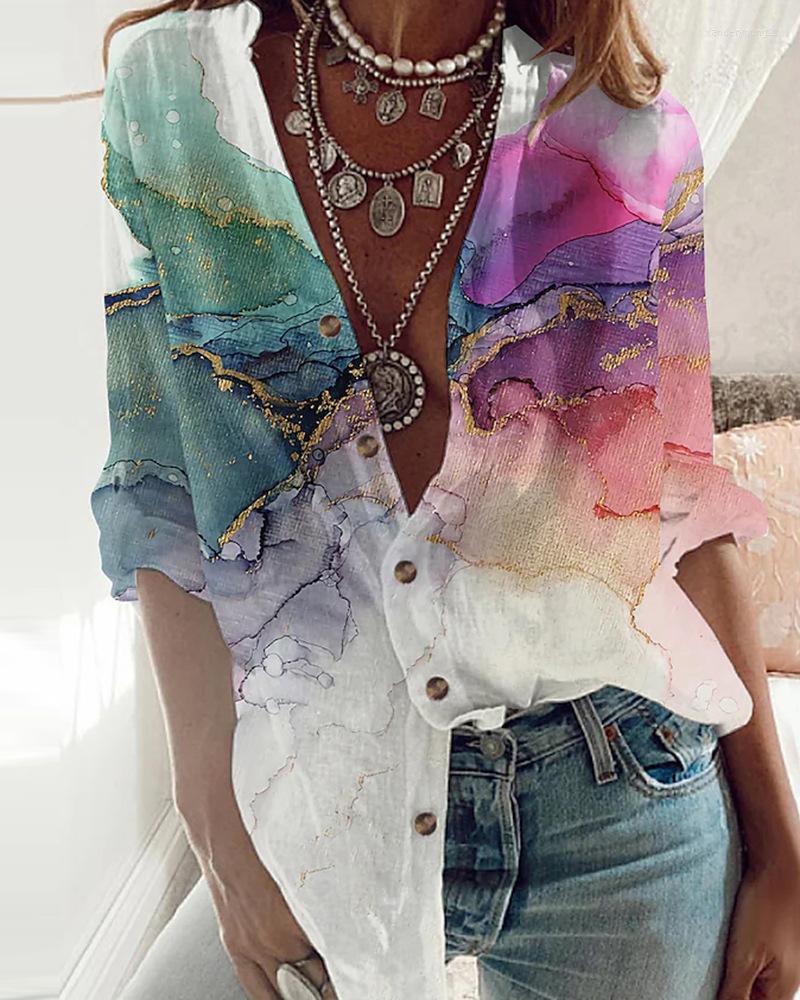 Women' Blouses Marble Print Buttoned Long Sleeve Shirt Women Fashion Casual V Neck Spring Summer Blouse Shirts Top, White
Women' Blouses Marble Print Buttoned Long Sleeve Shirt Women Fashion Casual V Neck Spring Summer Blouse Shirts Top, White