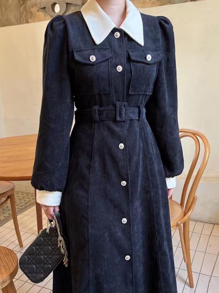Casual Dresses Sister Fara Lapel Long Corduroy For Women's High Waist Autumn Single Breasted Dress Female Lace Up Sleeve Dresse, Black
Casual Dresses Sister Fara Lapel Long Corduroy For Women's High Waist Autumn Single Breasted Dress Female Lace Up Sleeve Dresse, Black