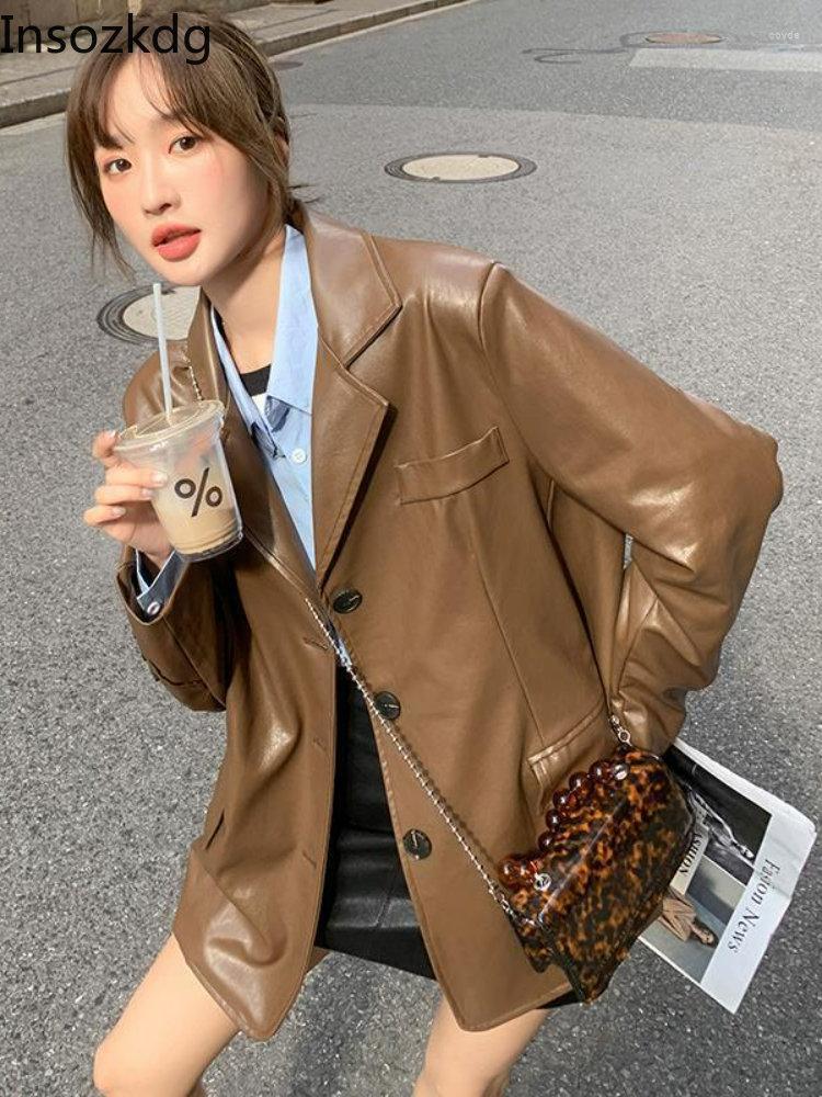 Women' Suits Insozkdg Spring Autumn Women PU Leather Jacket Vintage Single Breasted Blazer Motorcycle Punk Windproof Waterproof Coat, Brown
Women' Suits Insozkdg Spring Autumn Women PU Leather Jacket Vintage Single Breasted Blazer Motorcycle Punk Windproof Waterproof Coat, Brown
