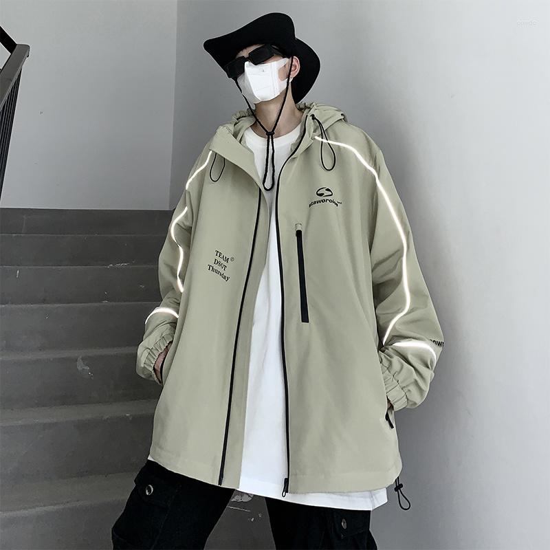 Men's Jackets Spring Men Stripe Reflective Korean Streetwear Hooded Casual Male Outerwear Coats Unisex Loose Windbreakers, Black
Men's Jackets Spring Men Stripe Reflective Korean Streetwear Hooded Casual Male Outerwear Coats Unisex Loose Windbreakers, Black