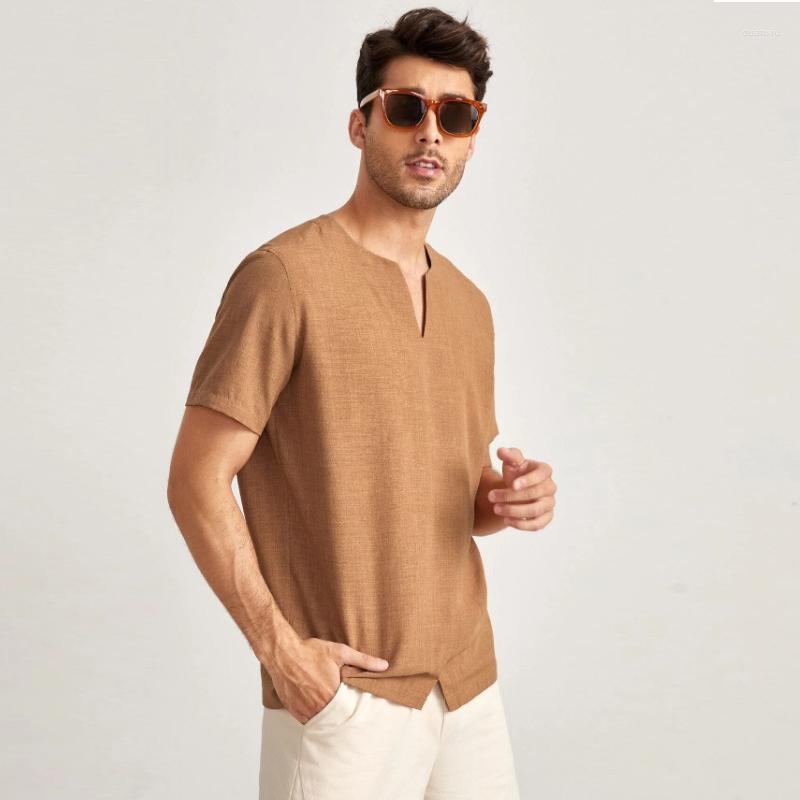 Men' T Shirts Linen Men Summer Casual Cotton Short Sleeve Male Chinese Loose Tops Tee Shirt, Camel
Men' T Shirts Linen Men Summer Casual Cotton Short Sleeve Male Chinese Loose Tops Tee Shirt, Camel