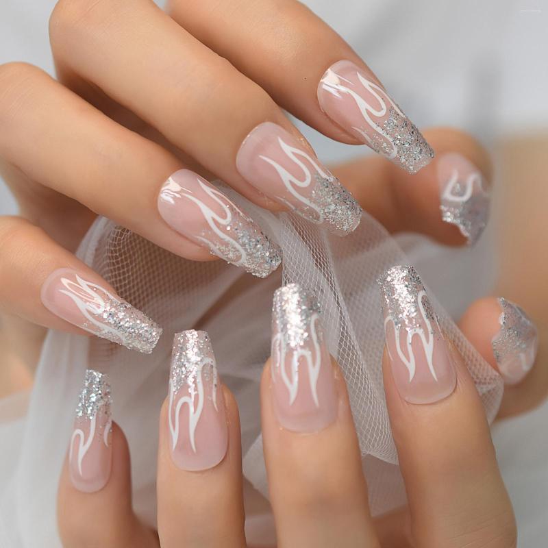 False Nails Natural Nude Flame Fake Long Coffin Glitter Powder Kit High Shine Sparkle Nail Art For Women Girls, L5890
False Nails Natural Nude Flame Fake Long Coffin Glitter Powder Kit High Shine Sparkle Nail Art For Women Girls, L5890