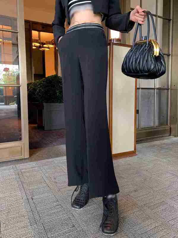 Women' Two Piece Pants Designer Shenzhen Nanyou High-end 22nd Spring/Summer New Product Minimal Versatile Micro Ra Design Slim Wide Leg PXKC, Black4 
Women' Two Piece Pants Designer Shenzhen Nanyou High-end 22nd Spring/Summer New Product Minimal Versatile Micro Ra Design Slim Wide Leg PXKC, Black4