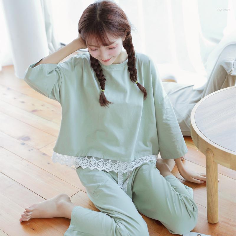 Women's Sleepwear Spring And Autumn Korean Women's Pajamas Cotton Long Sleeve Casual Cute Girl Home Service Set Pyjamas Women, Green
Women's Sleepwear Spring And Autumn Korean Women's Pajamas Cotton Long Sleeve Casual Cute Girl Home Service Set Pyjamas Women, Green