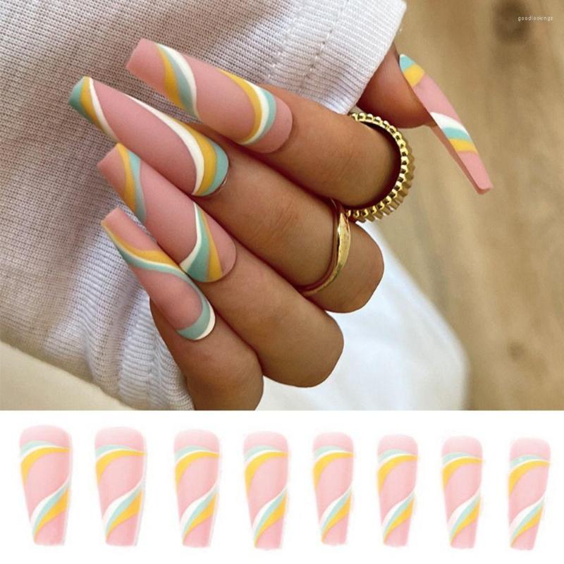 False Nails 24pcs Detachable Colorful Wavy Full Cover DIY Long Ballerina Coffin French Fake, As show
False Nails 24pcs Detachable Colorful Wavy Full Cover DIY Long Ballerina Coffin French Fake, As show