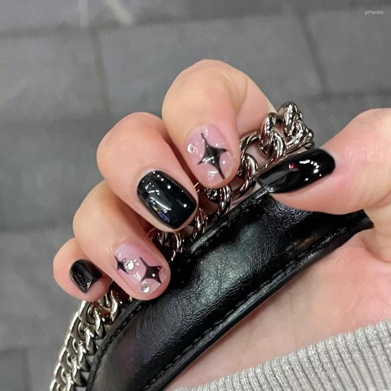 False Nails 24pcs Short Press On Unhas Decoradas Cute Black Stars Design Fake Full Coverage Nail Removable With Jelly Glue Decorations, Jelly glue model
False Nails 24pcs Short Press On Unhas Decoradas Cute Black Stars Design Fake Full Coverage Nail Removable With Jelly Glue Decorations, Jelly glue model