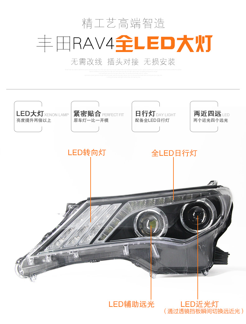 Car Headlights For RAV4 20 13-20 16 LED Headlight Assembly Upgrade DRL Xenon Bicofal Lens Tears Eye Design Lamp