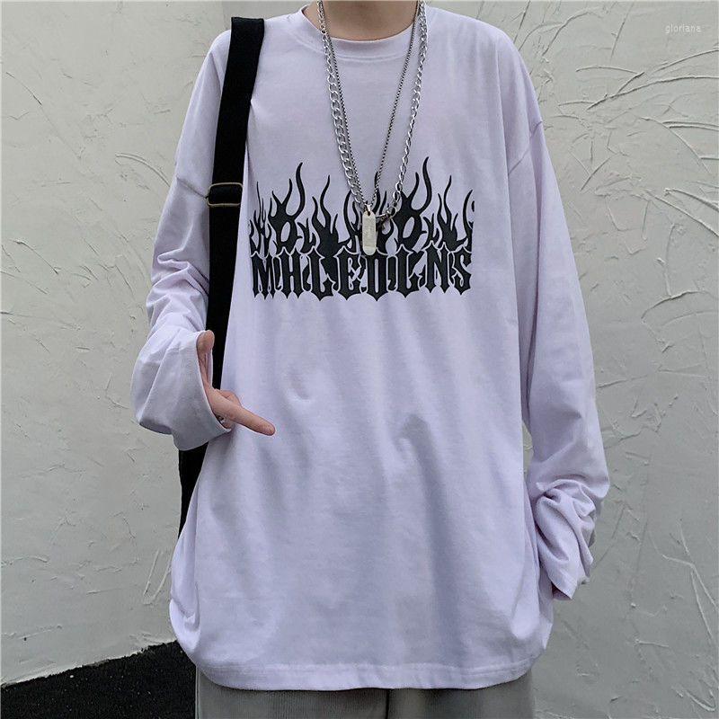 Men's T Shirts 2023SS Gothic Korea Vintage Harajuku Dark Flame Letters Loose Large Size Bottoming Long-sleeved T-shirt Men Women Tops, White
Men's T Shirts 2023SS Gothic Korea Vintage Harajuku Dark Flame Letters Loose Large Size Bottoming Long-sleeved T-shirt Men Women Tops, White