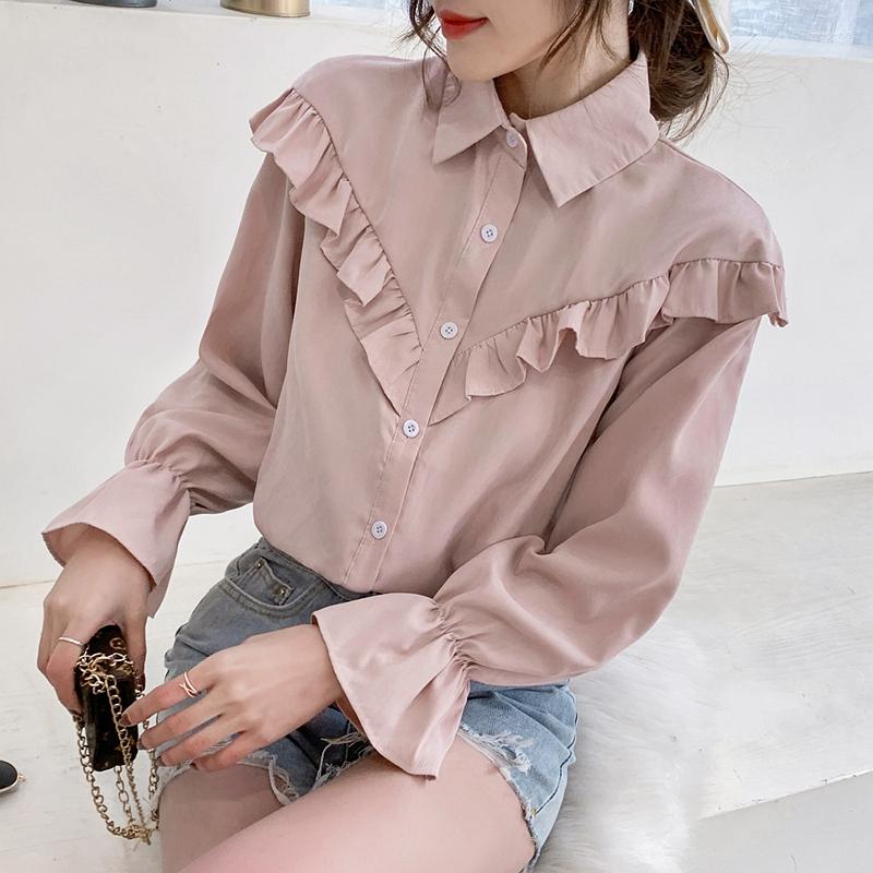 Women' Blouses Spring Women Flare Sleeve Polo-Neck Collar Tops Button Up Shirt Blusas Mujer De Moda 2023 Elegantes Femme B067, White
Women' Blouses Spring Women Flare Sleeve Polo-Neck Collar Tops Button Up Shirt Blusas Mujer De Moda 2023 Elegantes Femme B067, White