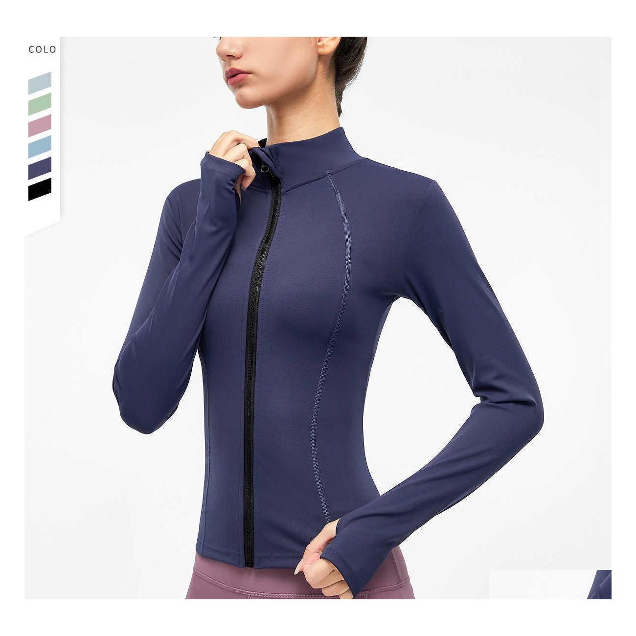 Yoga Outfits Sports Coat Womens Jacket Fitness Elastic Slim Fit Zipper Outdoor Running Sweater Stand Collar Long Sleeve Top Drop Del Dhatt, Light blue
Yoga Outfits Sports Coat Womens Jacket Fitness Elastic Slim Fit Zipper Outdoor Running Sweater Stand Collar Long Sleeve Top Drop Del Dhatt, Light blue