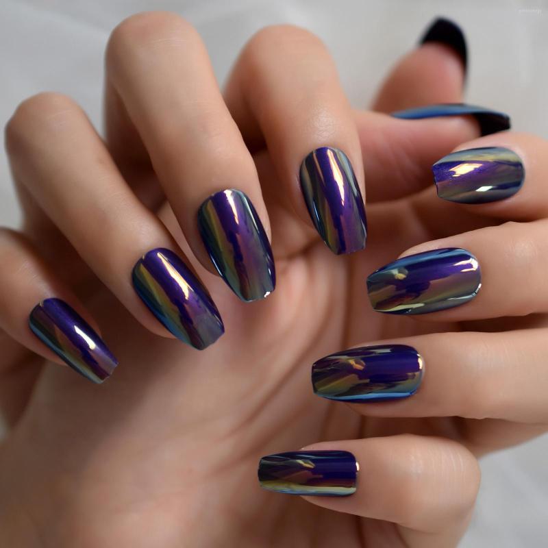 False Nails Holo Metallic Press On Short Coffin Mirror High Shine Fake Nail Tips Stick Fingernails Manicure DIY Home, L5943
False Nails Holo Metallic Press On Short Coffin Mirror High Shine Fake Nail Tips Stick Fingernails Manicure DIY Home, L5943