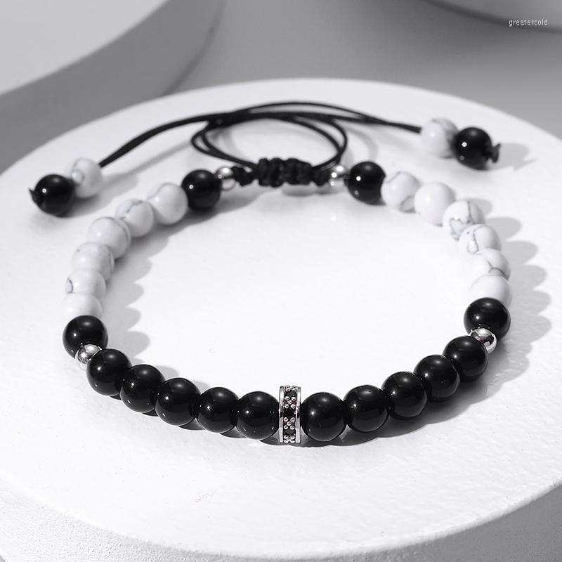 Strand 6mm Black And White Turquoise Beads Bracelet Adjustable Handmade Men Cubic Zirconnia Braided FashionB Bijioux
Strand 6mm Black And White Turquoise Beads Bracelet Adjustable Handmade Men Cubic Zirconnia Braided FashionB Bijioux