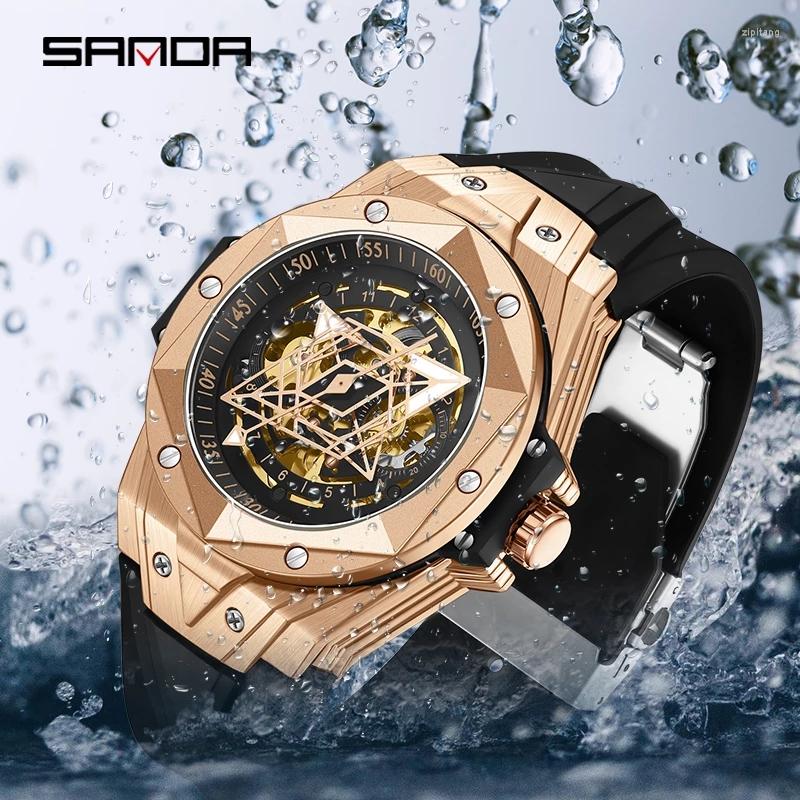 Wristwatches SANDA 2023 Fashion Rose Gold Case Cool Dial Automatic Mechanical Watch Real Men's Luminous 50M Waterproof
Wristwatches SANDA 2023 Fashion Rose Gold Case Cool Dial Automatic Mechanical Watch Real Men's Luminous 50M Waterproof