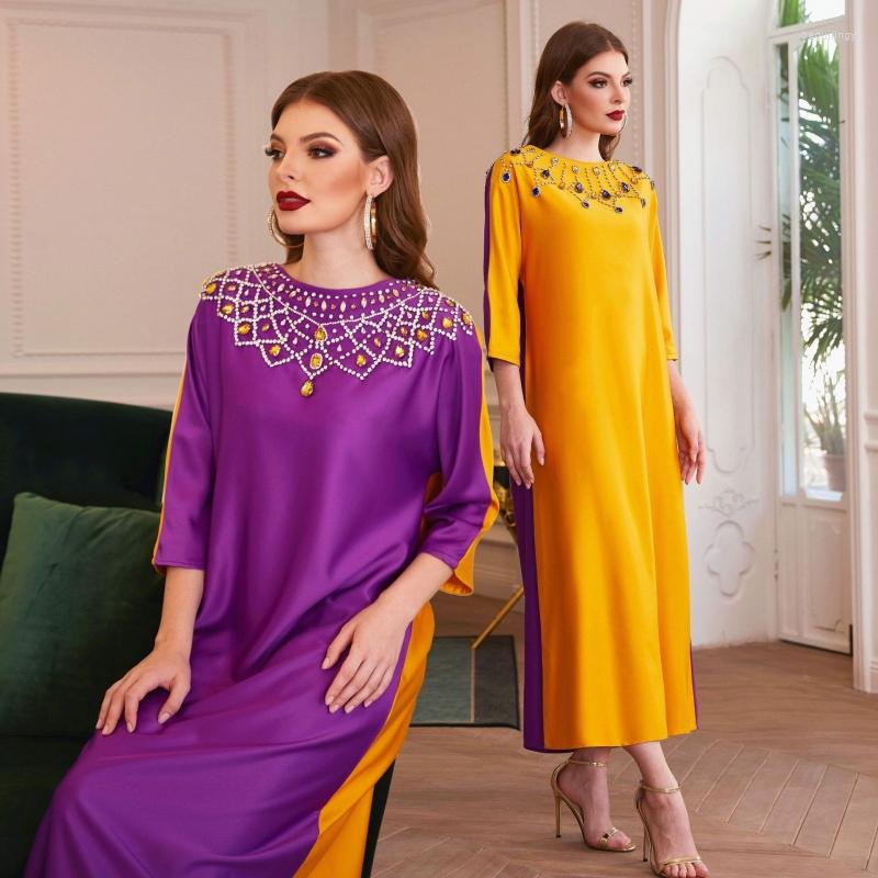 Ethnic Clothing Color Matching Double-sided Hand-stitched Diamond Robe Kaftan Muslim Women's Dress Middle East Dubai Jilbab Abaya
Ethnic Clothing Color Matching Double-sided Hand-stitched Diamond Robe Kaftan Muslim Women's Dress Middle East Dubai Jilbab Abaya