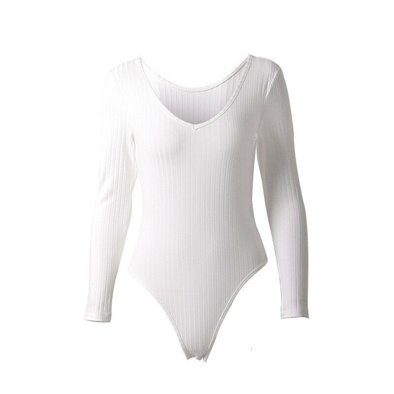 Womens Jumpsuits Rompers Sex Women Off Shoulder Bodysuit Long Sleeve Jumpsuit Romper Jumper Leotard Body Top Solid Black White Red Bodysuits 230214