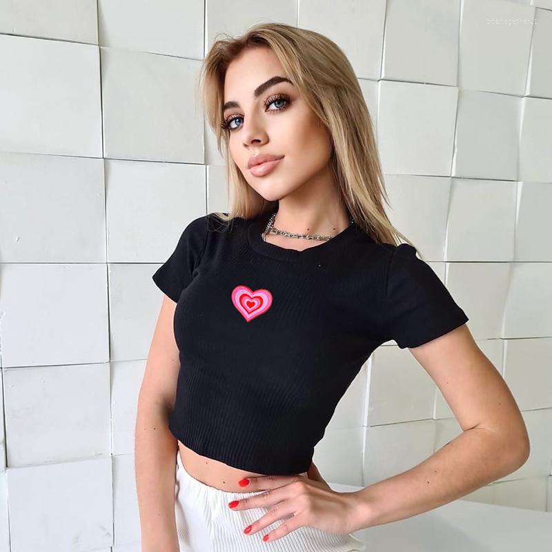 Women' T Shirts 2023 Summer Women' Black Short-sleeved Top Love Print Round Neck Cropped Navel Short Slim Fit T-shirt Women
Women' T Shirts 2023 Summer Women' Black Short-sleeved Top Love Print Round Neck Cropped Navel Short Slim Fit T-shirt Women