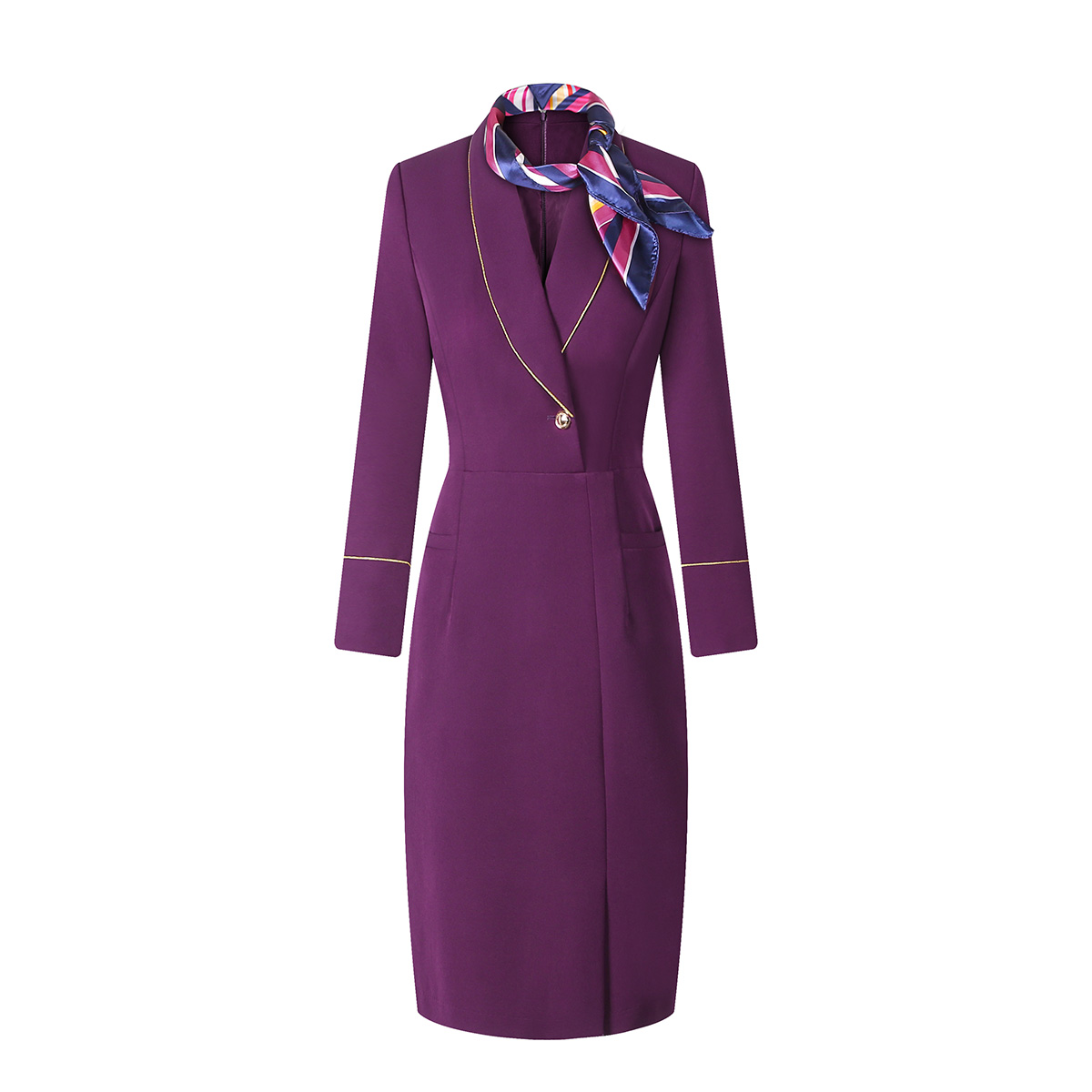 Airline Stewardess Professional Dress Women Solid Color Uniform Autumn Winter Jewelry Store Sales Office Formal Work Clothes, Navy long sleeve
Airline Stewardess Professional Dress Women Solid Color Uniform Autumn Winter Jewelry Store Sales Office Formal Work Clothes, Navy long sleeve